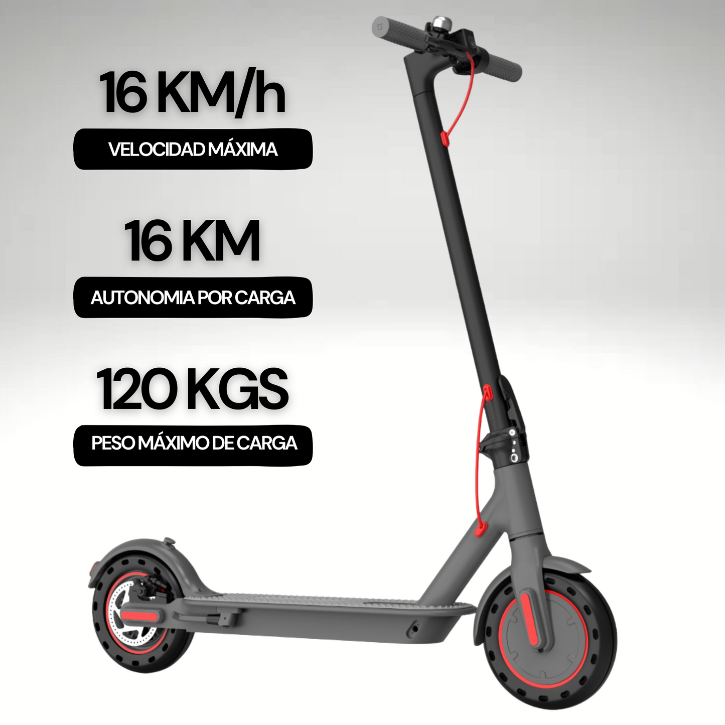 Q-bike Qh07 Scooter Eléctrico Plegable Para Adultos, Motor De 250 W, 16km/h, Patín Electrico Con 16km Con Carga Completa