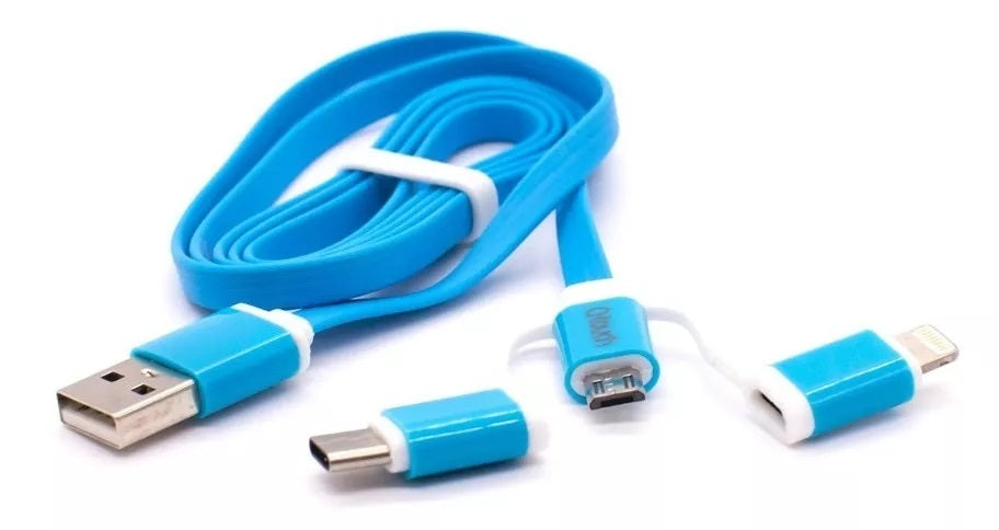 Q-touch Cable 3 En 1 Carga Rápida Compatible Usb V8 Lightning Tipo C