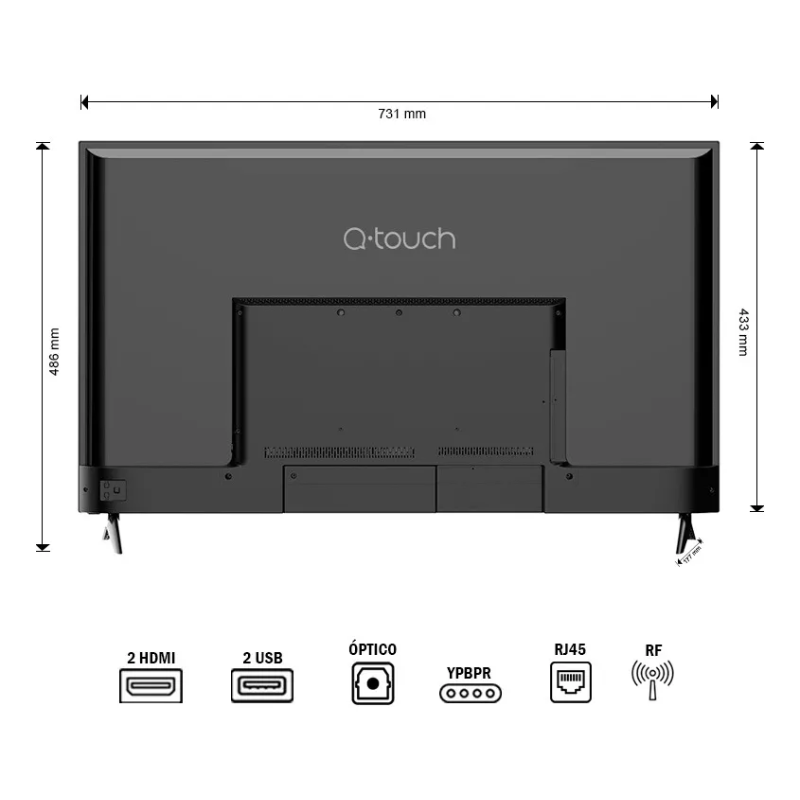 Q-Touch Pantalla Televisión  Smart Tv 32"Pulgadas Led HD Netflix TV