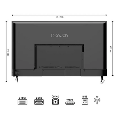 Q-Touch Pantalla Televisión  Smart Tv 32"Pulgadas Led HD Netflix TV