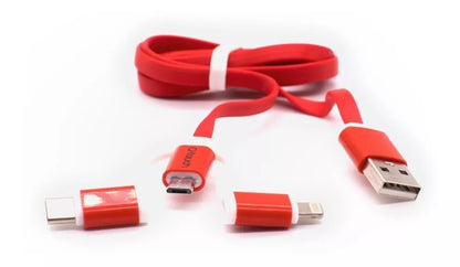 Q-touch Cable 3 En 1 Carga Rápida Compatible Usb V8 Lightning Tipo C