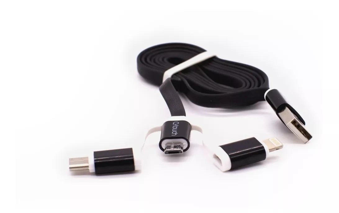 Q-touch Cable 3 En 1 Carga Rápida Compatible Usb V8 Lightning Tipo C