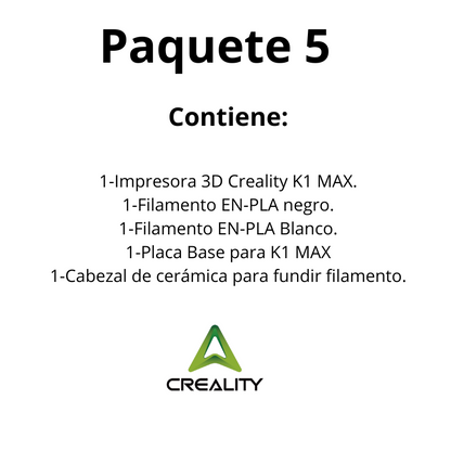 Paquete 5 Creality Impresora K1 MAX+filamentos+accesorios