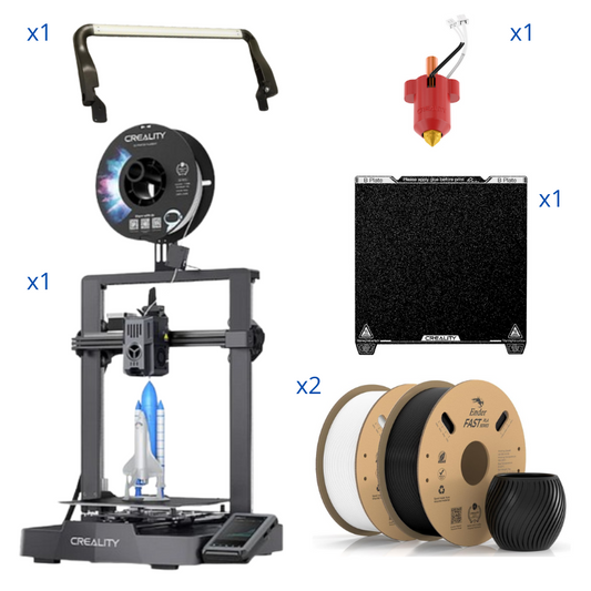 Paquete 1 Creality Impresora 3D Ender-3 V3 KE+filamentos+boquilla+cama PEI+Led