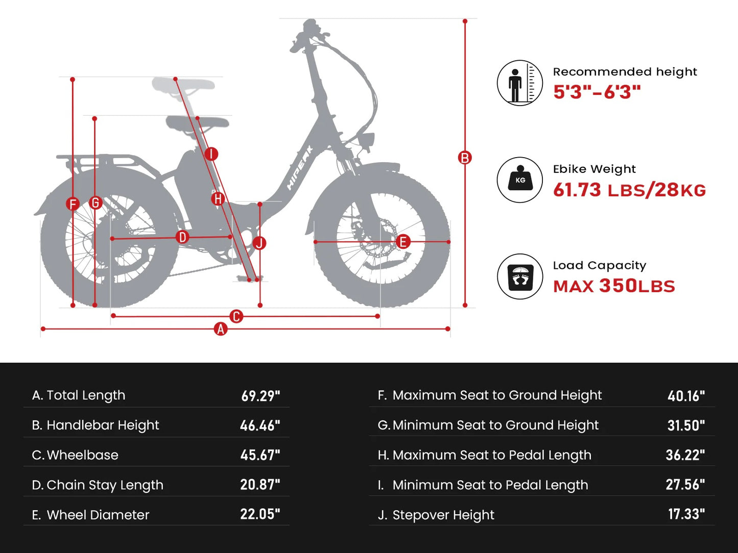 Hipeak Bicicleta Electrica Plegable 750w 48v Ebike